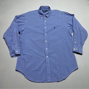 VTG Ralph Lauren Yarmouth Men Long Sleeve Button Up Dress Shirt Sz 16 1/2 32-33